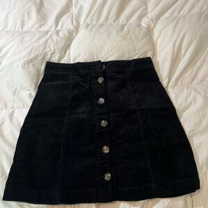 H&M Black Corduroy A-Line Skirt